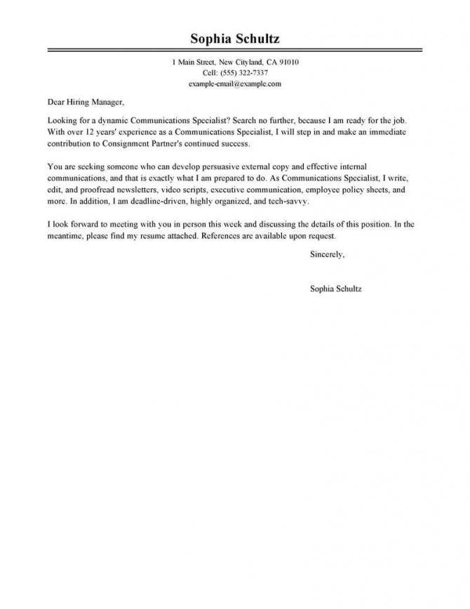 Best Communications Specialist Cover Letter Examples