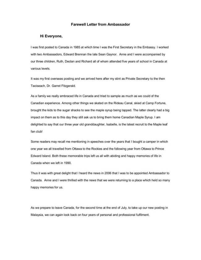Best Farewell Letter Samples For Boss  Client  Colleagues Etc
