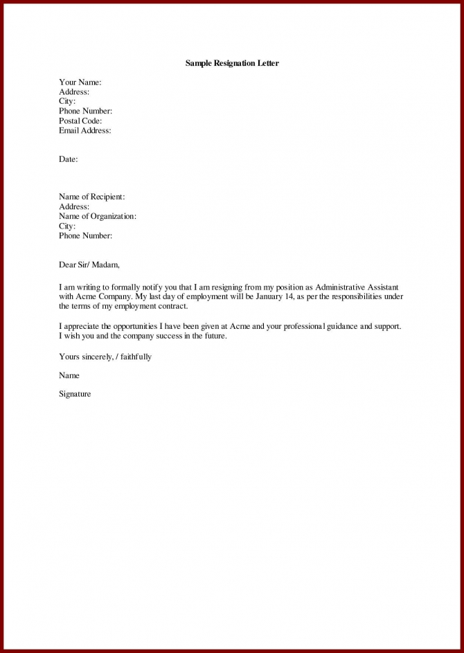 Best Refrence Valid Example For Resignation Letter For Personal