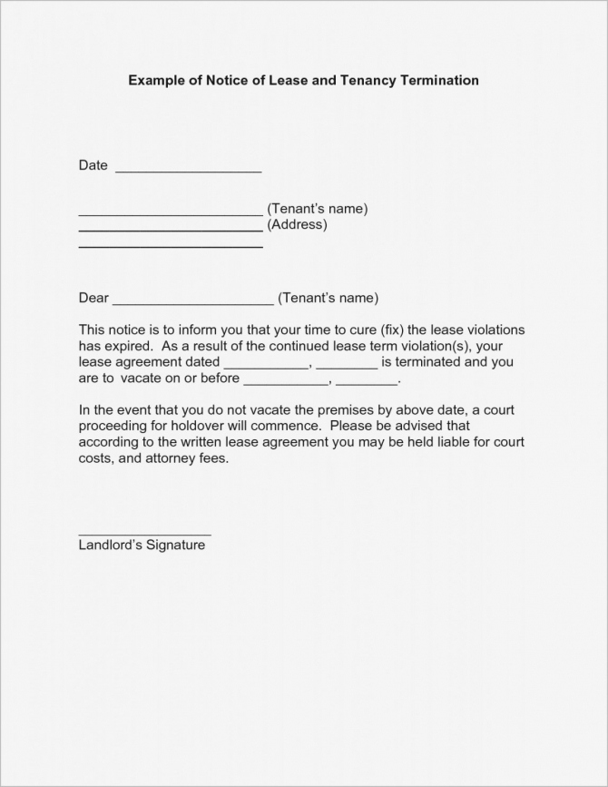 Costume Lease Termination Letter To Tenant Template Samples