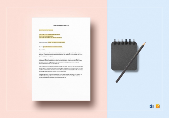 Credit Information Cover Letter Template In Word  Apple Pages