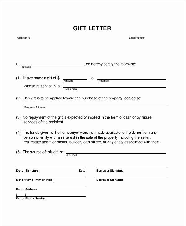 Fha Gift Letter Template New Gift Letter For Mortgage Dp Pdf In
