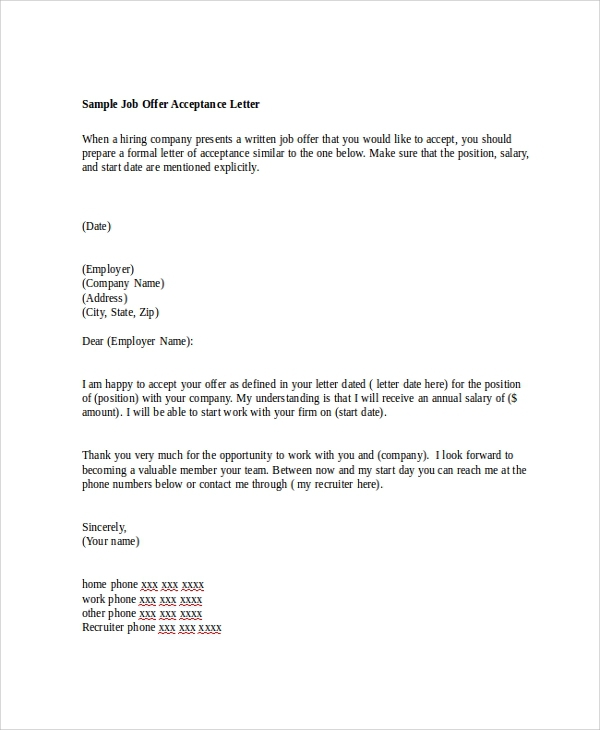 Free  Sample Job Offer Letter Templates In Ms Word