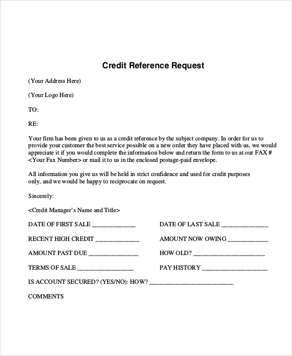 Free  Sample Reference Request Forms In Ms Word