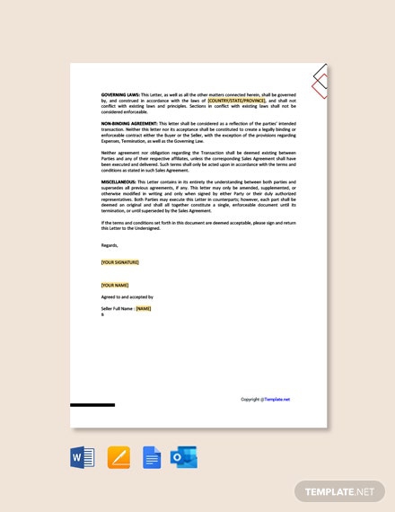 Free Letter Of Intent To Purchase Product Template