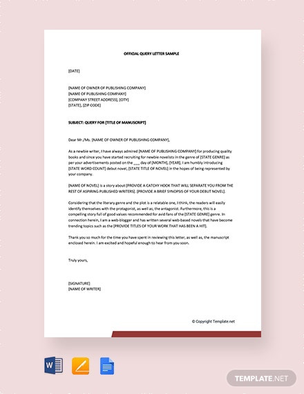 Free Official Query Letter Sample Template