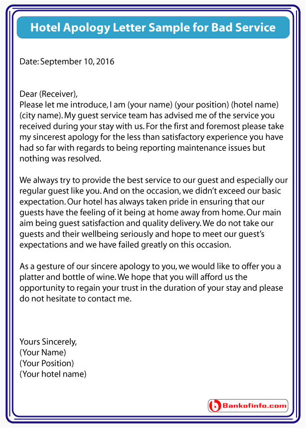 Hotel apology letter to guest gotilo