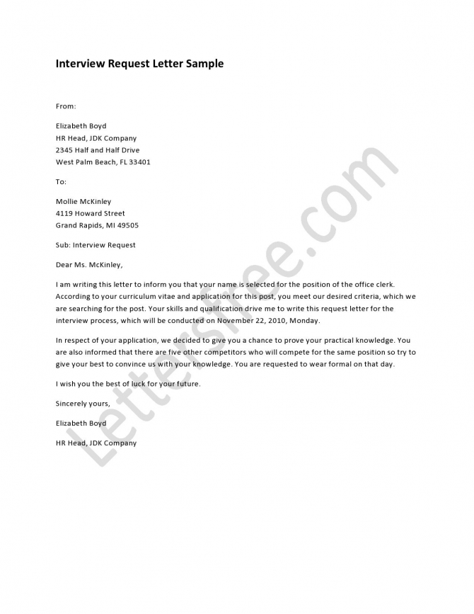 letter to request interview