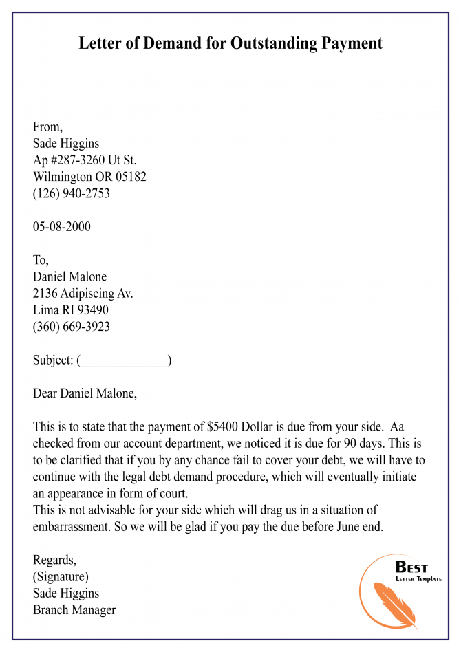 Outstanding Payment Letter – Gotilo