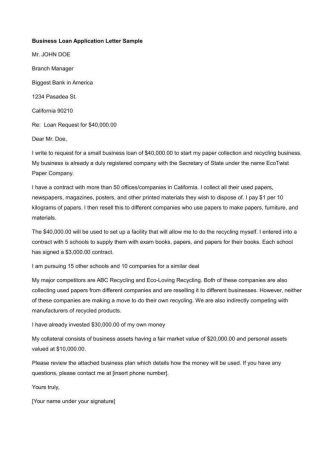 Loan Application Letters Perfect For Starting Up A Business