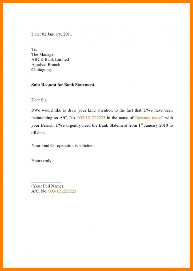 Request Letter To Bank Statement Best Application For Bank