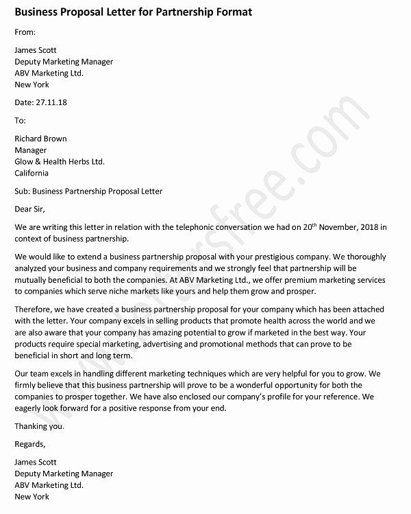 Sample Business Proposal Letter For Partnership Best Of Business