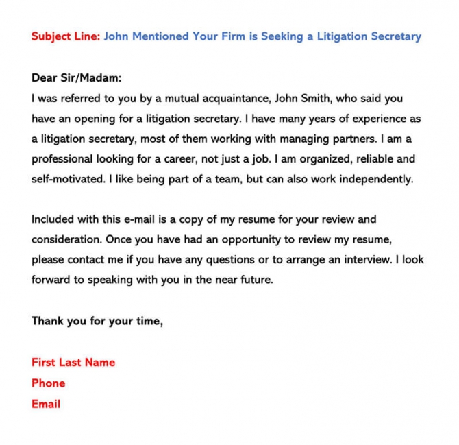 Sample Email Cover Letters   Examples How To Write And Send