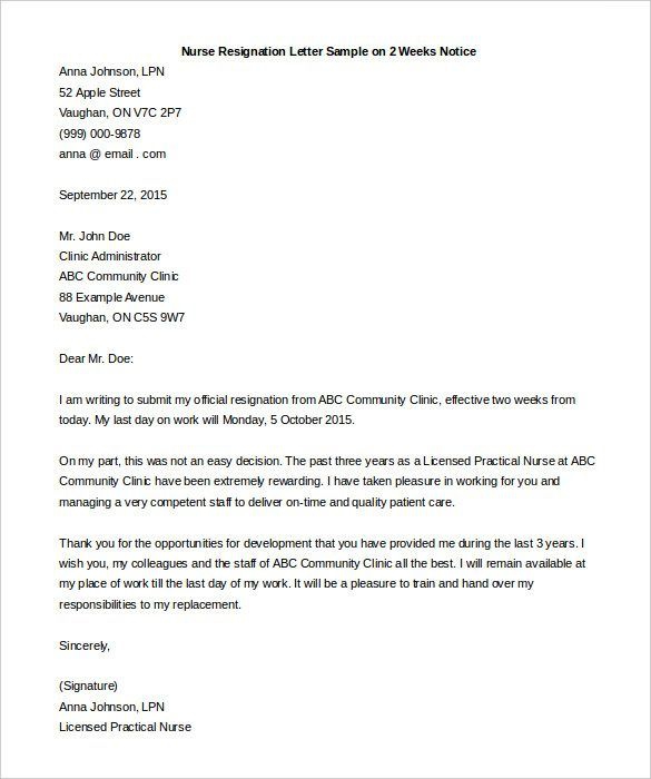 Two Weeks Notice Letter Free Word Pdf Documents Download Business