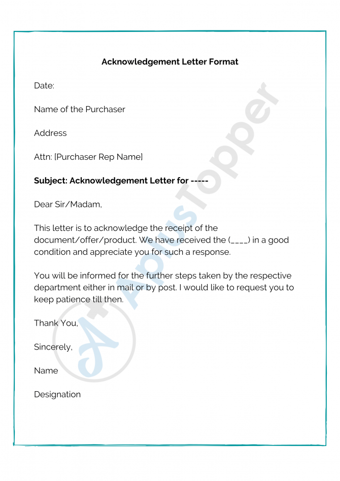 Acknowledgement Letter