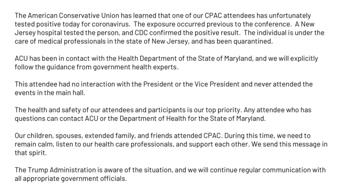 Acu On Twitter Important Health Notification For Cpac
