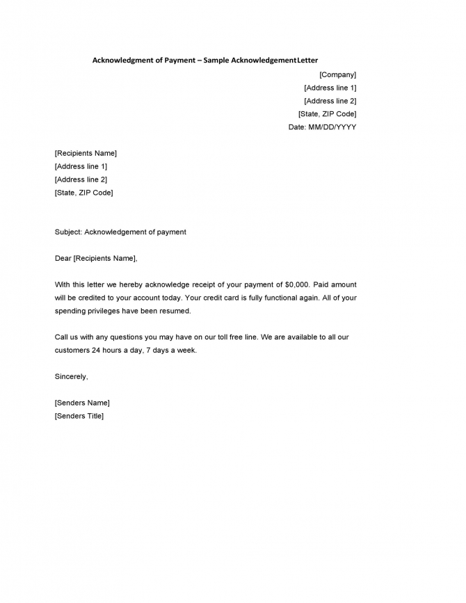 Acknowledgement Letter Example Gotilo