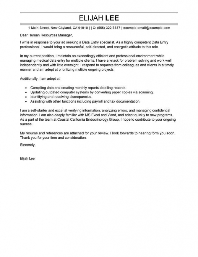 Best Data Entry Cover Letter Examples