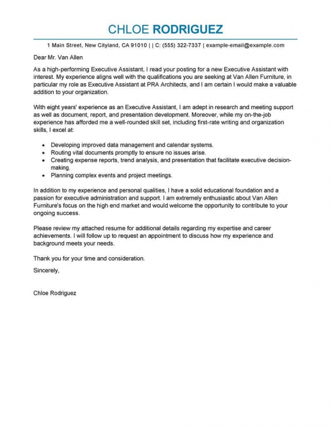 Best Executive Assistant Cover Letter Examples