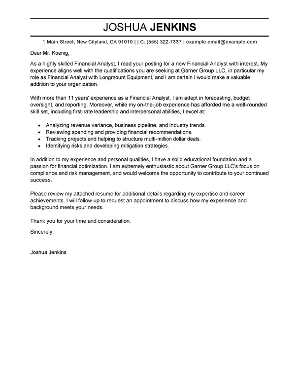 Business Analyst Cover Letter Examples