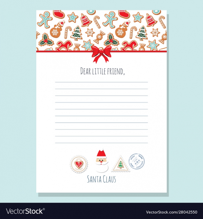 Christmas Letter From Santa Claus Template A Vector Image