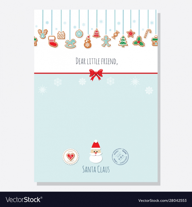 Christmas Letter From Santa Claus Template A Vector Image