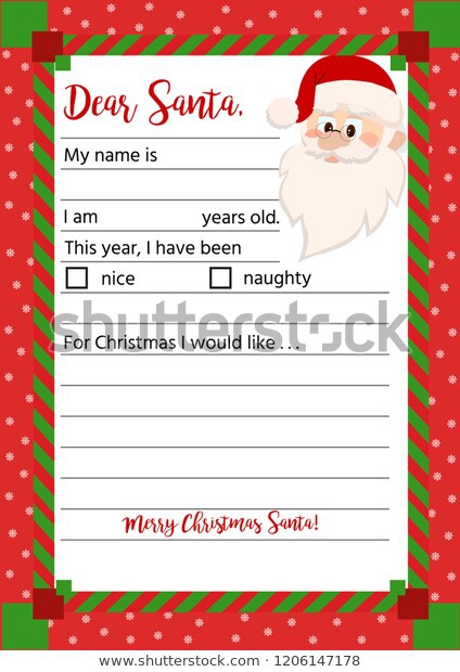 Christmas Letter Santa Claus Template Layout Stock Vector Royalty