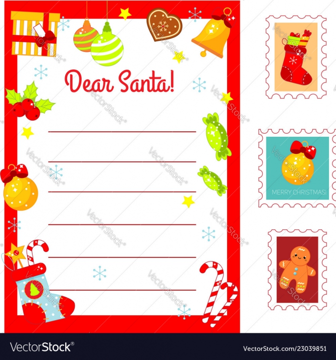 Christmas Letter To Santa Claus Decorated Letter Vector Image