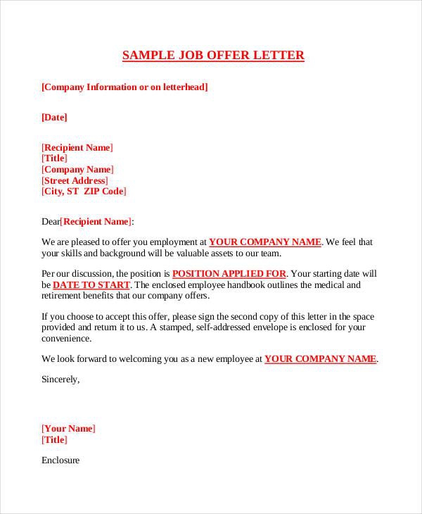 Company Offer Letter Template Free Word Pdf Format Download