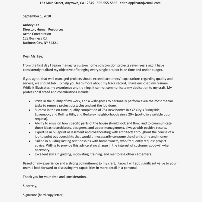 Construction Management Cover Letter Examples