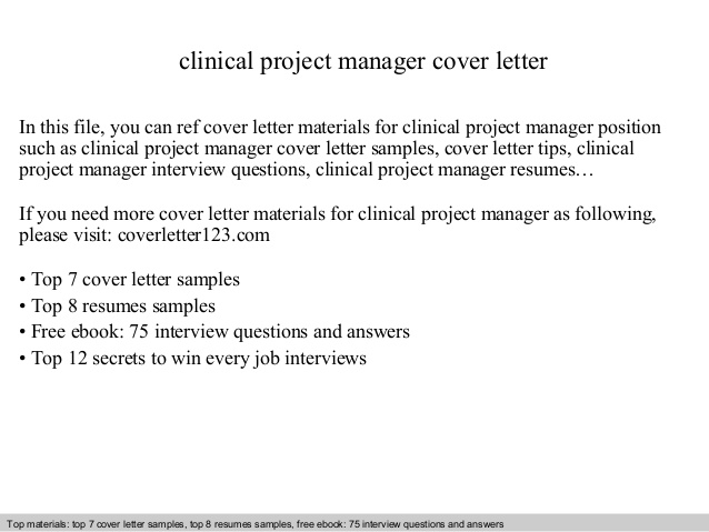 Cover Letter For Clinical Research Manager