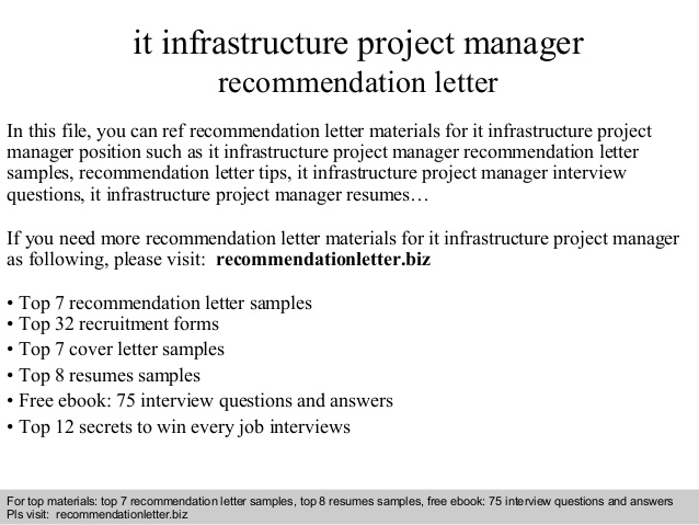 Cover Letter For Infrastructure Project Manager