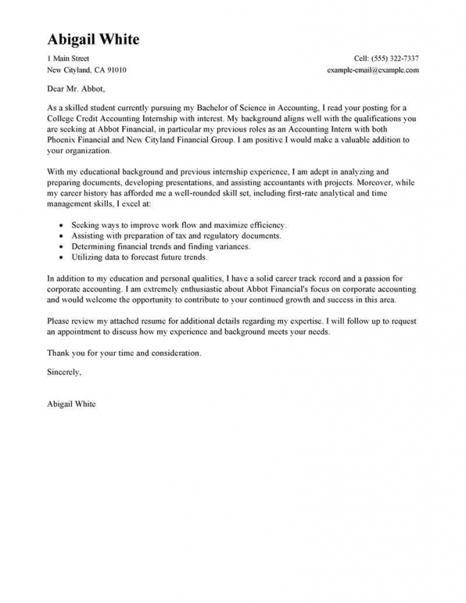 Cover Letter Sample For Internship Graduated Bachelor Degree