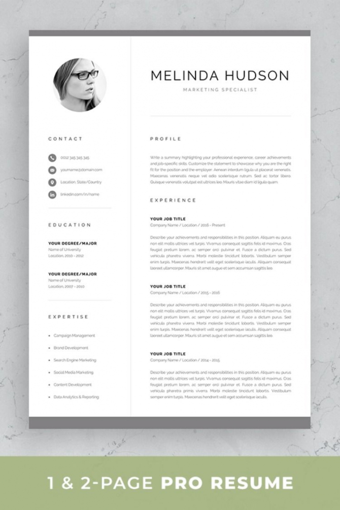 Cv Template With Photo  Professional Resume Template For Word And