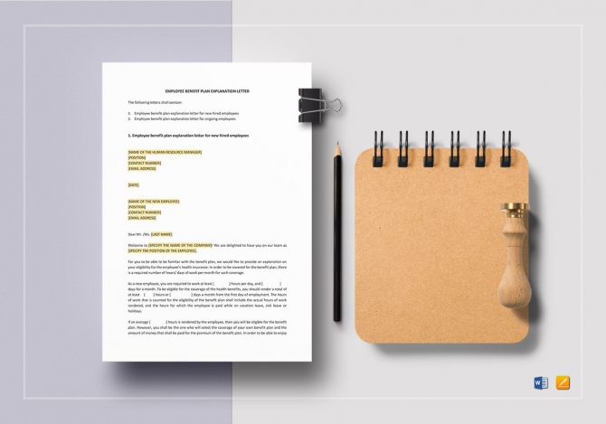 Employee Benefit Plan Explanation Letter Template In Word  Apple Pages