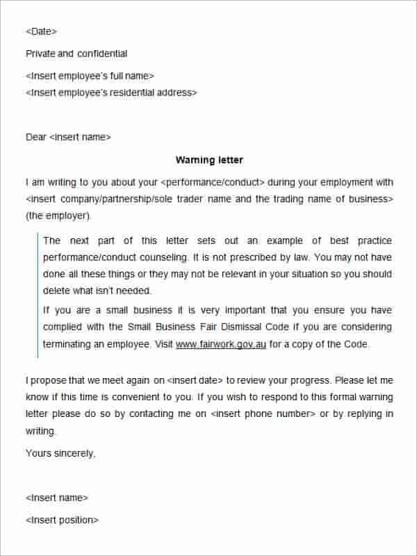 Employee Warning Letter Template First Warning Letter Template Min