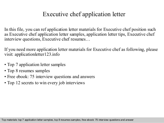 Executive Chef Application Letter