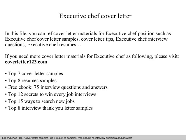 Executive Chef Cover Letter