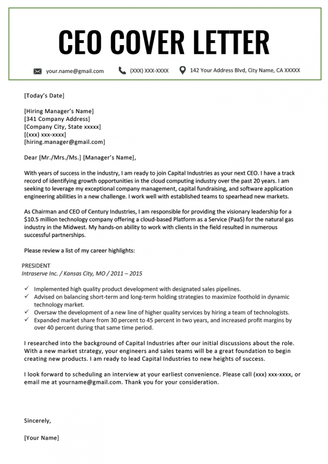 Chief Financial Officer Cover Letter Examples : Chief financial officer cover letter - Chief financial officer | sample cover letter 2.