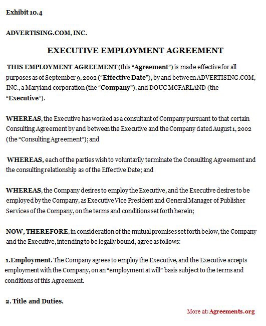 Executive Employment Agreement Executive Employment Agreement