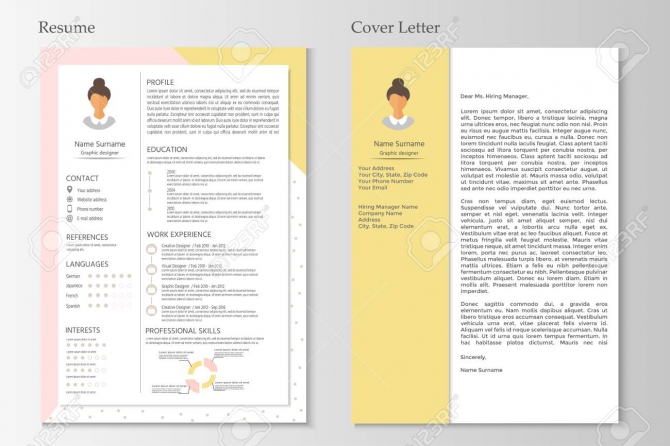 Feminine Resume And Cover Letter With Infographic Design Stylish