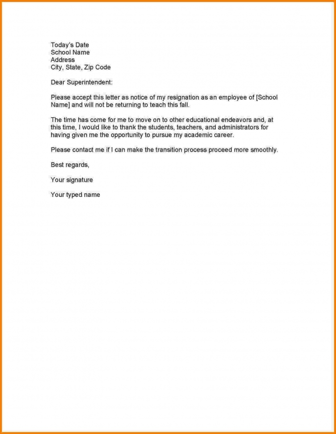 Letter Of Resignation Template / Letter of Resignation