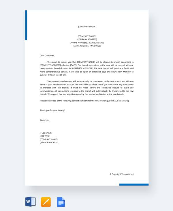 Free  Sample Closing Business Letter Templates In Pdf