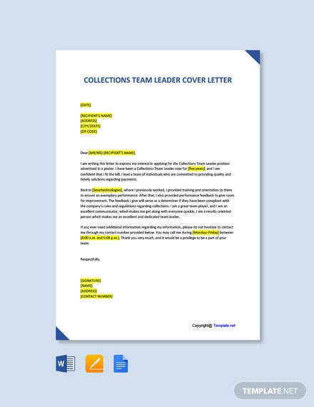Free Assistant Team Leader Cover Letter Template