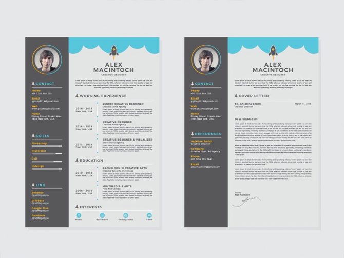 Free Creative Resume Template With Matching Cover Letter By Julian