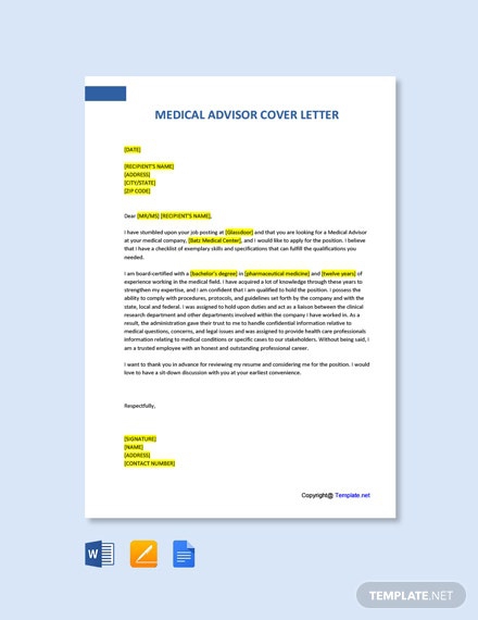 Free Medical Advisor Cover Letter