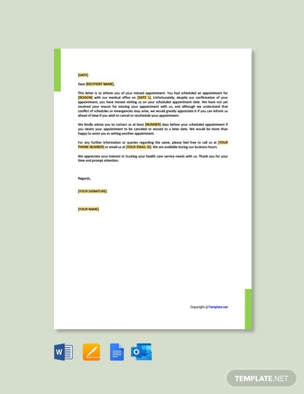 Free Missed Appointment Letter For Medical Office Template
