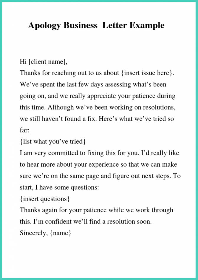 Free Sample Of Apology Business Letter Templates