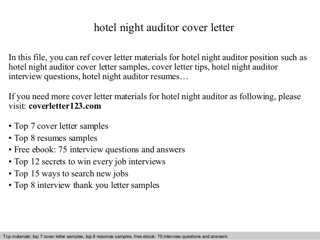 Hotel Night Auditor Cover Letter