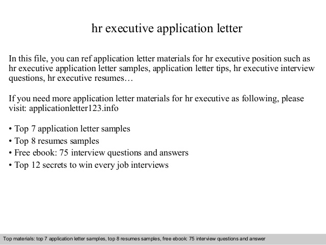 Hr Executive Application Letter